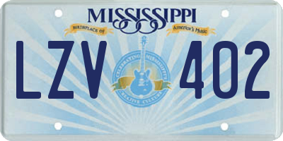 MS license plate LZV402