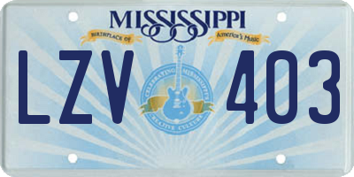 MS license plate LZV403