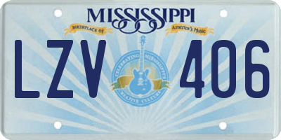 MS license plate LZV406