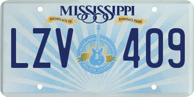 MS license plate LZV409