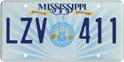 MS license plate LZV411