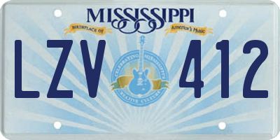 MS license plate LZV412