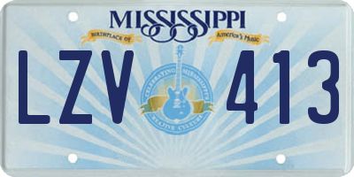 MS license plate LZV413
