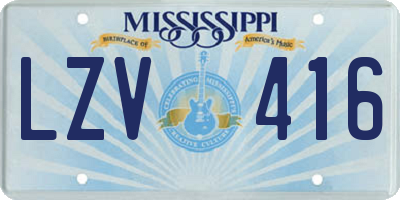 MS license plate LZV416