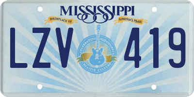 MS license plate LZV419
