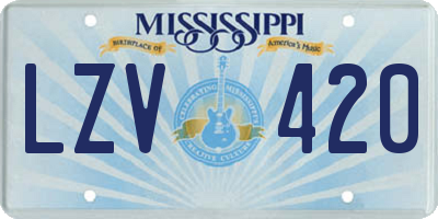MS license plate LZV420