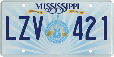 MS license plate LZV421