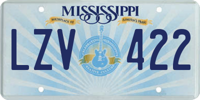 MS license plate LZV422