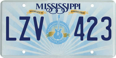 MS license plate LZV423