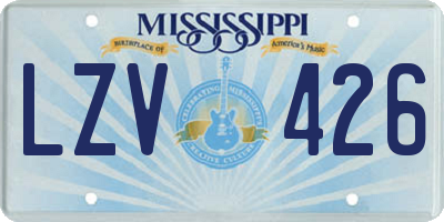 MS license plate LZV426