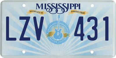 MS license plate LZV431