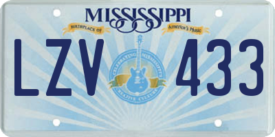 MS license plate LZV433