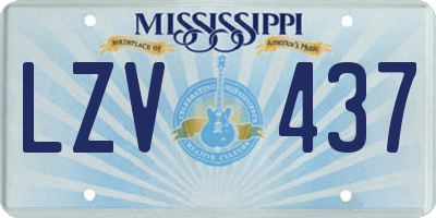MS license plate LZV437