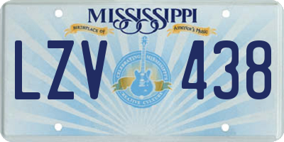 MS license plate LZV438