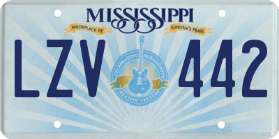 MS license plate LZV442