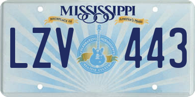 MS license plate LZV443