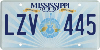 MS license plate LZV445