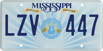 MS license plate LZV447