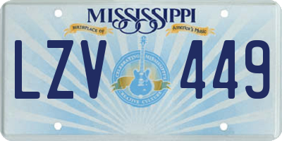 MS license plate LZV449