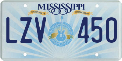 MS license plate LZV450