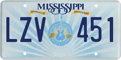 MS license plate LZV451