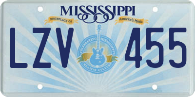 MS license plate LZV455
