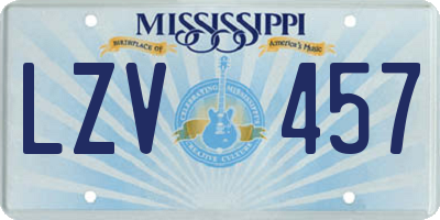 MS license plate LZV457