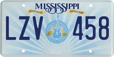 MS license plate LZV458