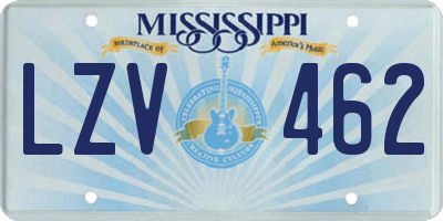 MS license plate LZV462