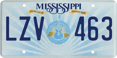 MS license plate LZV463