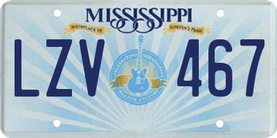 MS license plate LZV467