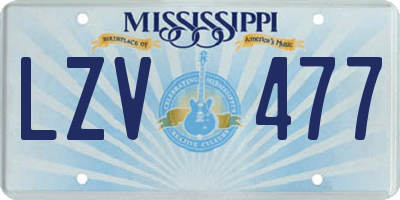 MS license plate LZV477