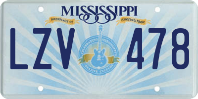 MS license plate LZV478