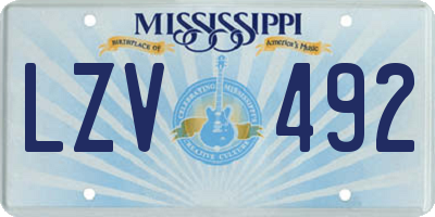 MS license plate LZV492