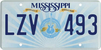 MS license plate LZV493