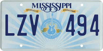 MS license plate LZV494