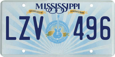 MS license plate LZV496