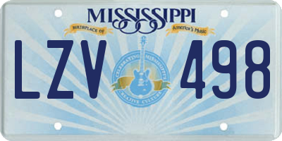 MS license plate LZV498