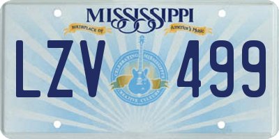 MS license plate LZV499