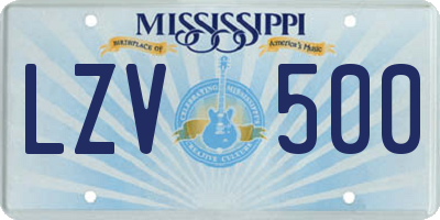 MS license plate LZV500