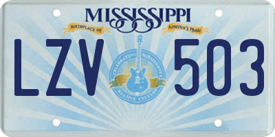 MS license plate LZV503