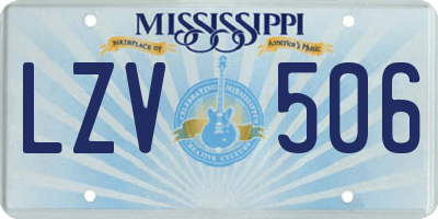 MS license plate LZV506