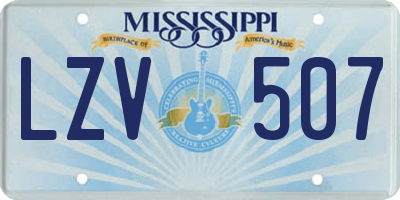 MS license plate LZV507