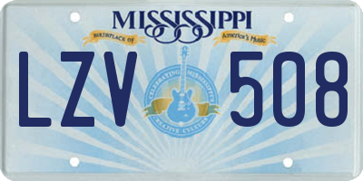 MS license plate LZV508