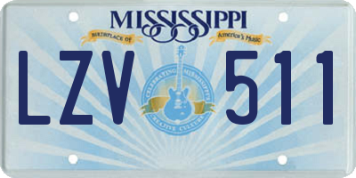 MS license plate LZV511