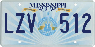 MS license plate LZV512