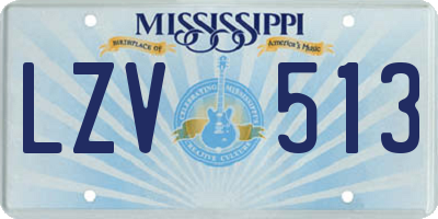 MS license plate LZV513