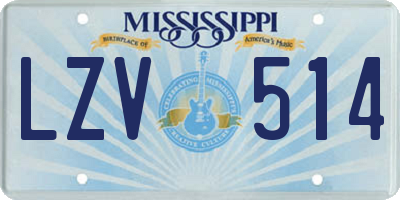 MS license plate LZV514