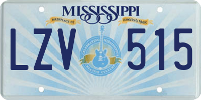 MS license plate LZV515