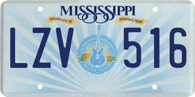MS license plate LZV516
